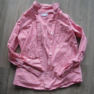 Croft and Barrow Womens XS Red Gingham Button Down Shirt